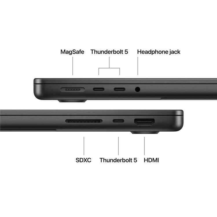 جهاز Apple MacBook مقاس 16 بوصة بمعالج M5 Pro ثماني عشر النواة - 24 جيجابايت RAM - سعة تخزين 1 تيرابايت SSD - معالج رسوميات 20 نواة -