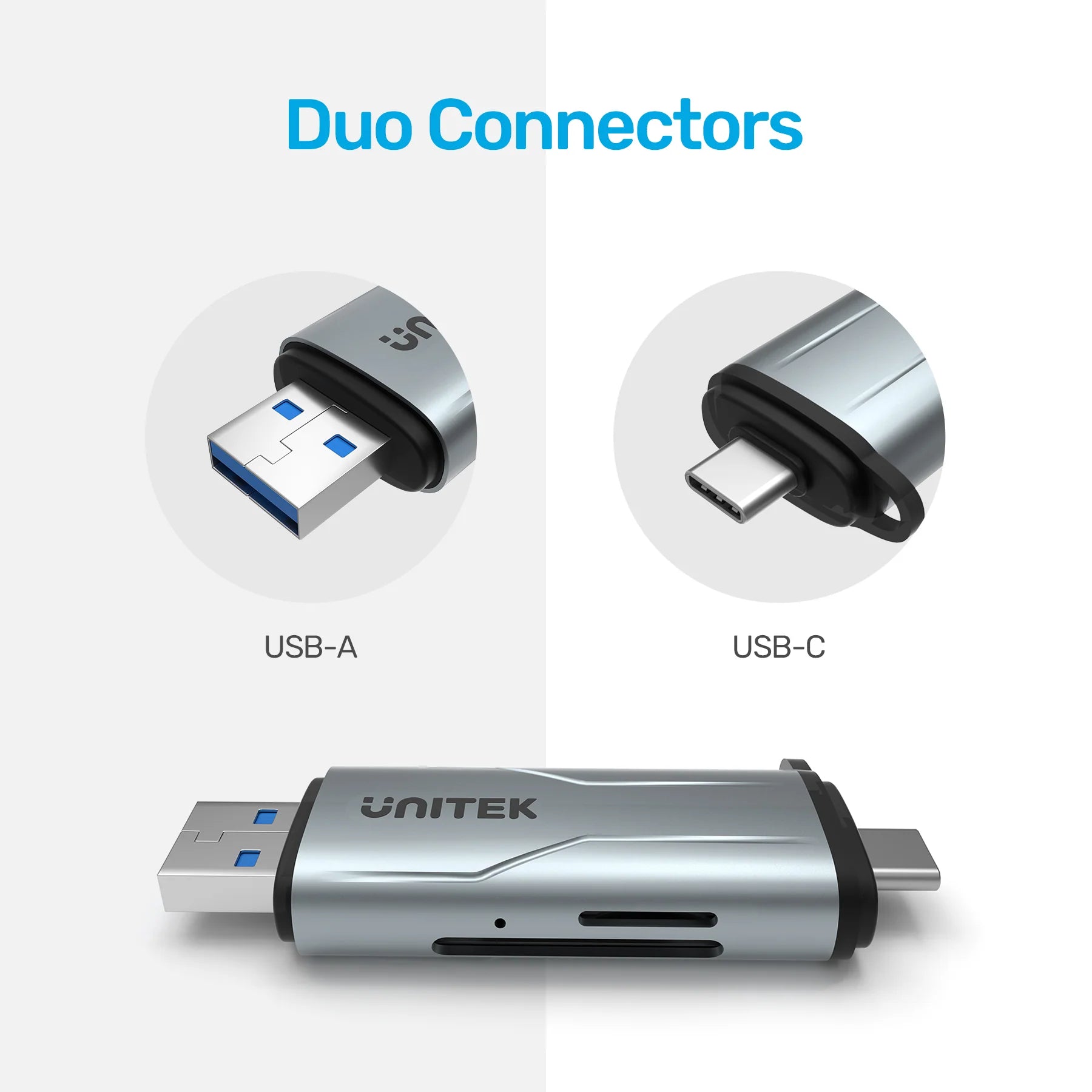 قارئ بطاقات UNITEK 2 في 1 SD 3.0