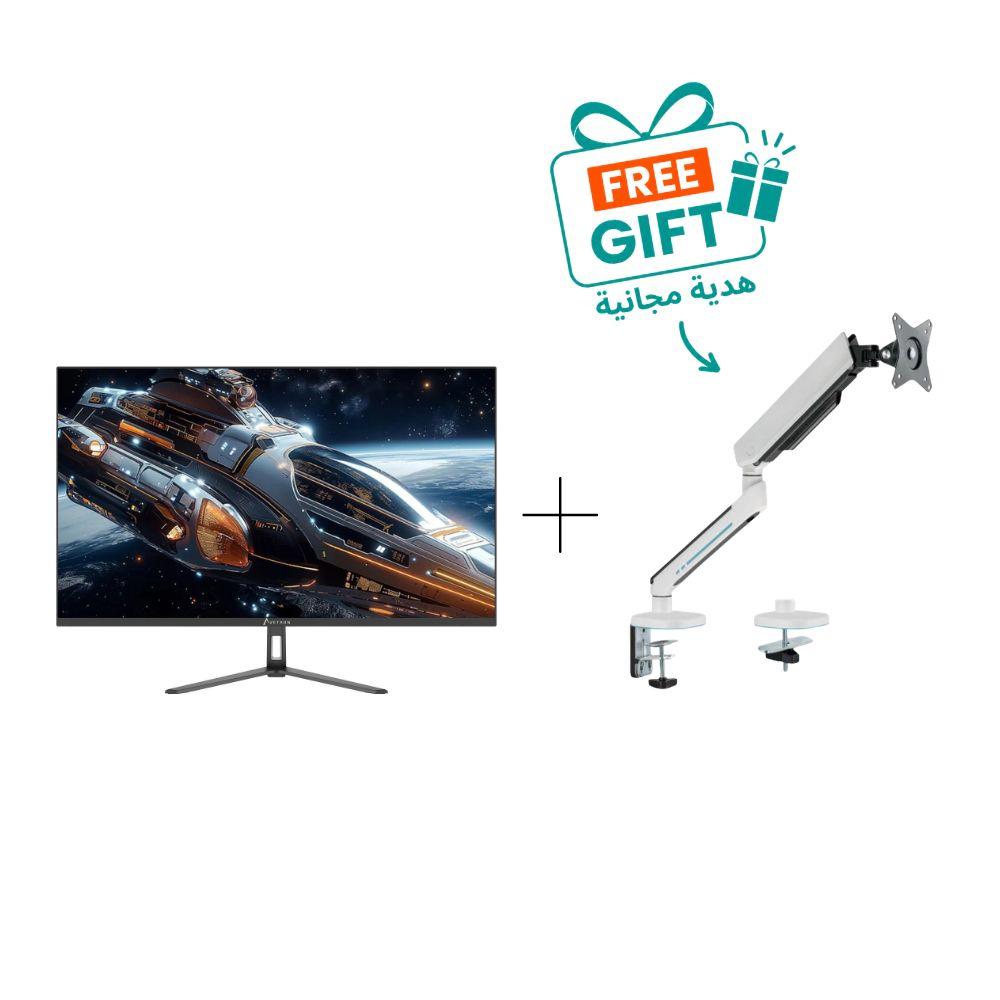 حزمة شاشة الألعاب من Avetron – شاشة ألعاب G2732M‏ مقاس 27 بوصة بدقة 4K UHD‏ 3840×2160 وتردد 160 هرتز بتقنية IPS + ذراع شاشة ألعاب MA100 بمساعدة النوابض لشاشات مقاس 27–45 بوصة، مع تثبيت بالمشبك والفتحة المكتبية