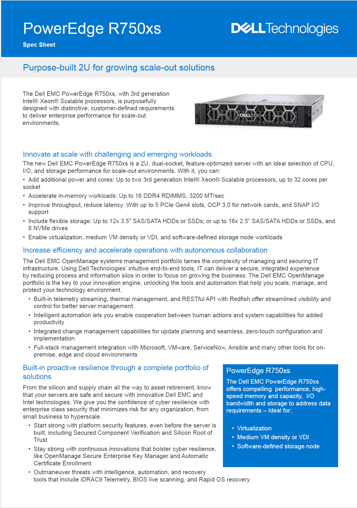 Dell PowerEdge R750xs Server CPU 2X 2.1GHZ Xeon Silver 4310 12Core total 24 , RAM 64GB DDR4 , HDD 2X 2.4TB SAS , 2X 700WATT P.S , 2port 1G ethernet , 2port sfp , PERC-H755 smart array