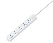 شريط طاقة Huntkey DMB501، 5 مقابس عالمية، سلك تمديد ثقيل 5 أمتار، لوحة طاقة متعددة المقابس مع حماية من التيار الزائد، هيكل مقاوم للهب، تصميم للتثبيت على الحائط