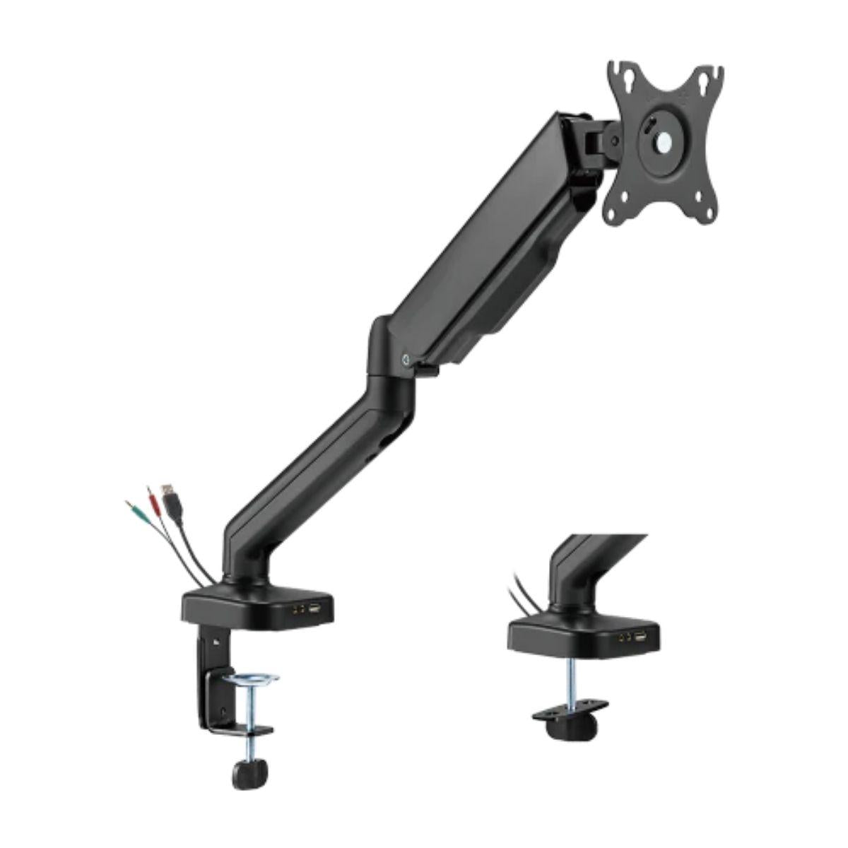 ذراع شاشة Avetron MA101 – بنوابض، لشاشات 17″–32″، منافذ USB وصوت، تثبيت مشبك أو فتحة