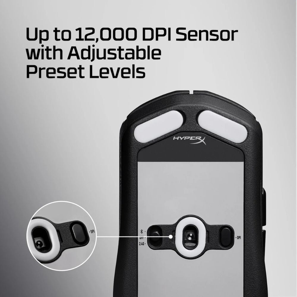 HyperX Pulsefire Fuse Wireless – Lightweight Ambidextrous Gaming Mouse, Dual Wireless (2.4 GHz & Bluetooth), 12 000 DPI, 85-Hour Battery Life