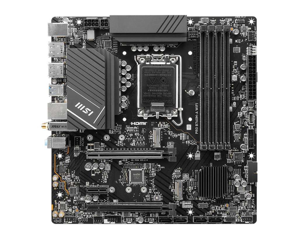 MSI PRO B760M‑A WiFi DDR4 mATX Motherboard – LGA 1700, DDR4 5333 MHz OC, PCIe 4.0, Wi‑Fi 6E, 2.5 Gb LAN