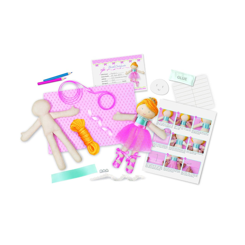 4M Ballerina Doll Making Kit – Create a 22cm Soft Doll, Includes Wool, Fabric, Beads, Birth Certificate & More, Ages 8+