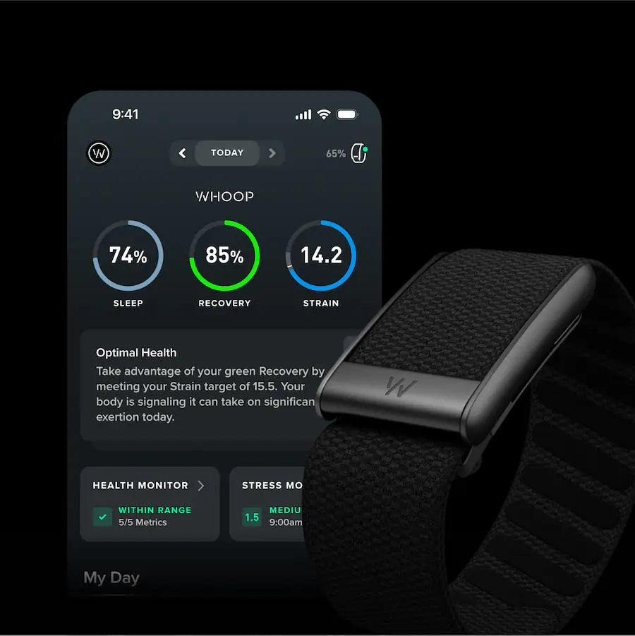 WHOOP 5.0 Peak Health & Fitness Tracker, 12-Month Membership, Sleep, Recovery, Strain, Stress & Healthspan Tracking, 14+ Day Battery Life, Obsidian