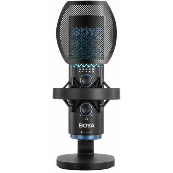 BOYA K5 Wireless USB Condenser Desktop Microphone , 48kHz/24-bit Audio , Cardioid Pickup | AI Noise Cancellation , RGB Lighting , Tap-to-Mute , Real-Time Monitoring , Wired & Wireless Connection – Black