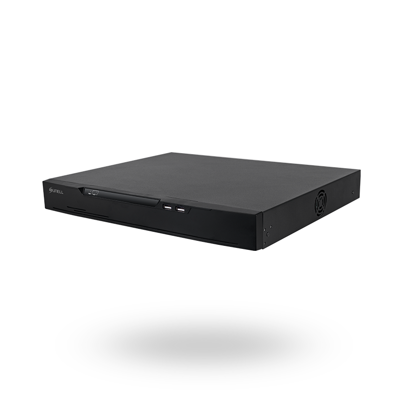 مسجل فيديو رقمي شبكي Sunell 4K PoE مزود بـ 16 قناة مع نطاق ترددي 320 ميجابت في الثانية وفك تشفير بدقة 12 ميجابكسل