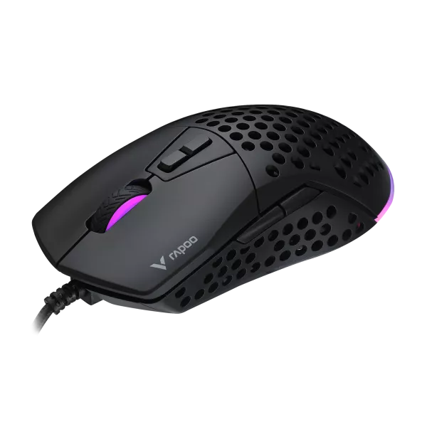 Rapoo V360 IR Optical Gaming Mouse – 6200 DPI, 1000 Hz, 7 Programmable Buttons, RGB Lighting, Onboard Memory, Ergonomic Design