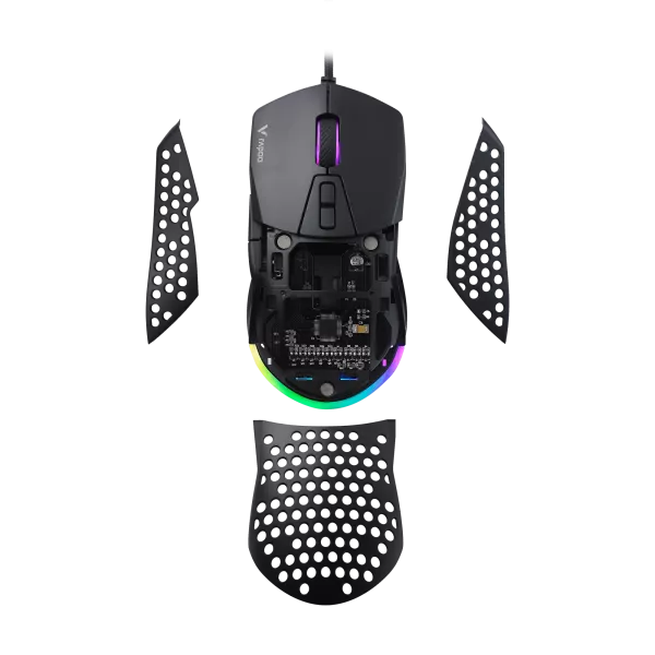 Rapoo V360 IR Optical Gaming Mouse – 6200 DPI, 1000 Hz, 7 Programmable Buttons, RGB Lighting, Onboard Memory, Ergonomic Design