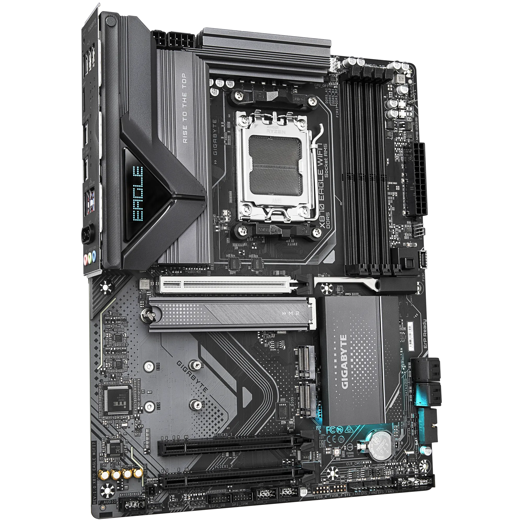 GIGABYTE X870 EAGLE WIFI7 Motherboard – AM5, DDR5, PCIe 5.0, Wi-Fi 7, USB4, 14+2+2 VRM, 3× M.2, EZ-Latch, 2.5GbE LAN, ATX