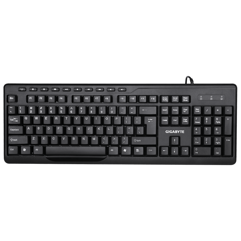 مجموعة لوحة المفاتيح والماوس السلكية GIGABYTE KM6300 - تصميم نحيف، 10 مفاتيح وسائط متعددة، ماوس بصري بدقة 1000 نقطة في البوصة