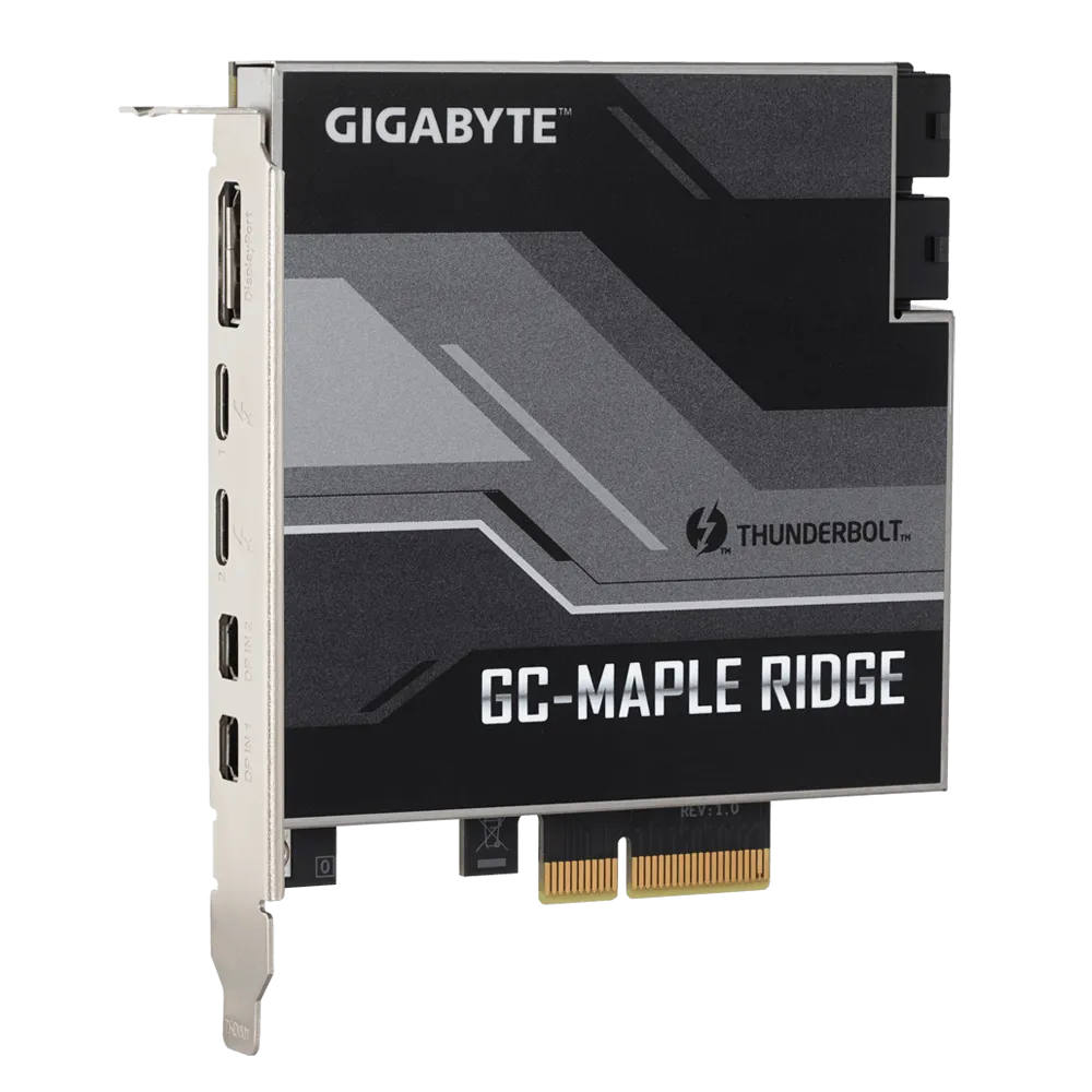 GIGABYTE GC‑MAPLE RIDGE rev 1.0 PCIe 3.0 x4 Thunderbolt 4 Add‑in Card – Dual USB‑C Ports, 40 Gb/s, 8K DisplayPort 1.4, 97 W Power Delivery