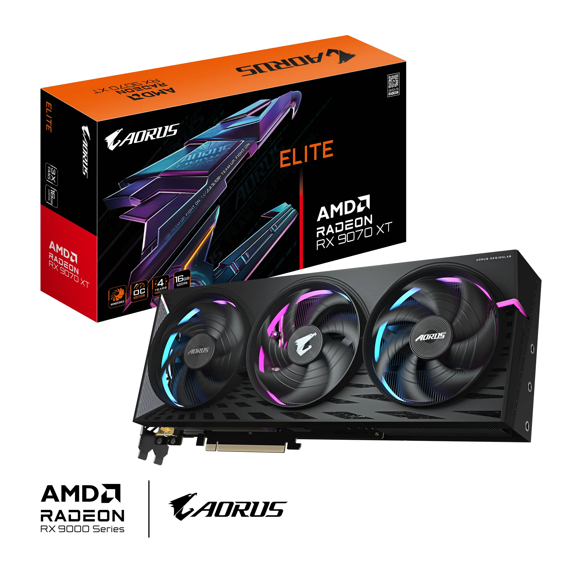 بطاقة الرسومات GIGABYTE AORUS Radeon RX 9070 XT ELITE 16G