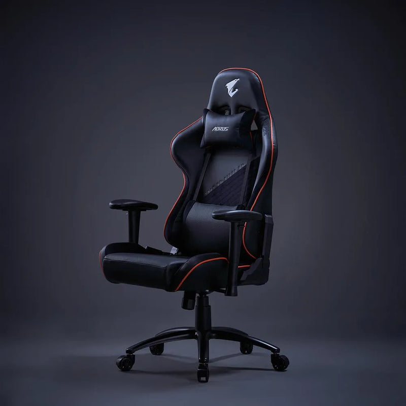 كرسي الألعاب AORUS AGC310 - تصميم مريح، إمكانية إمالة 160 درجة، وسائد قابلة للتعديل، إطار فولاذي، معتمد من BIFMA