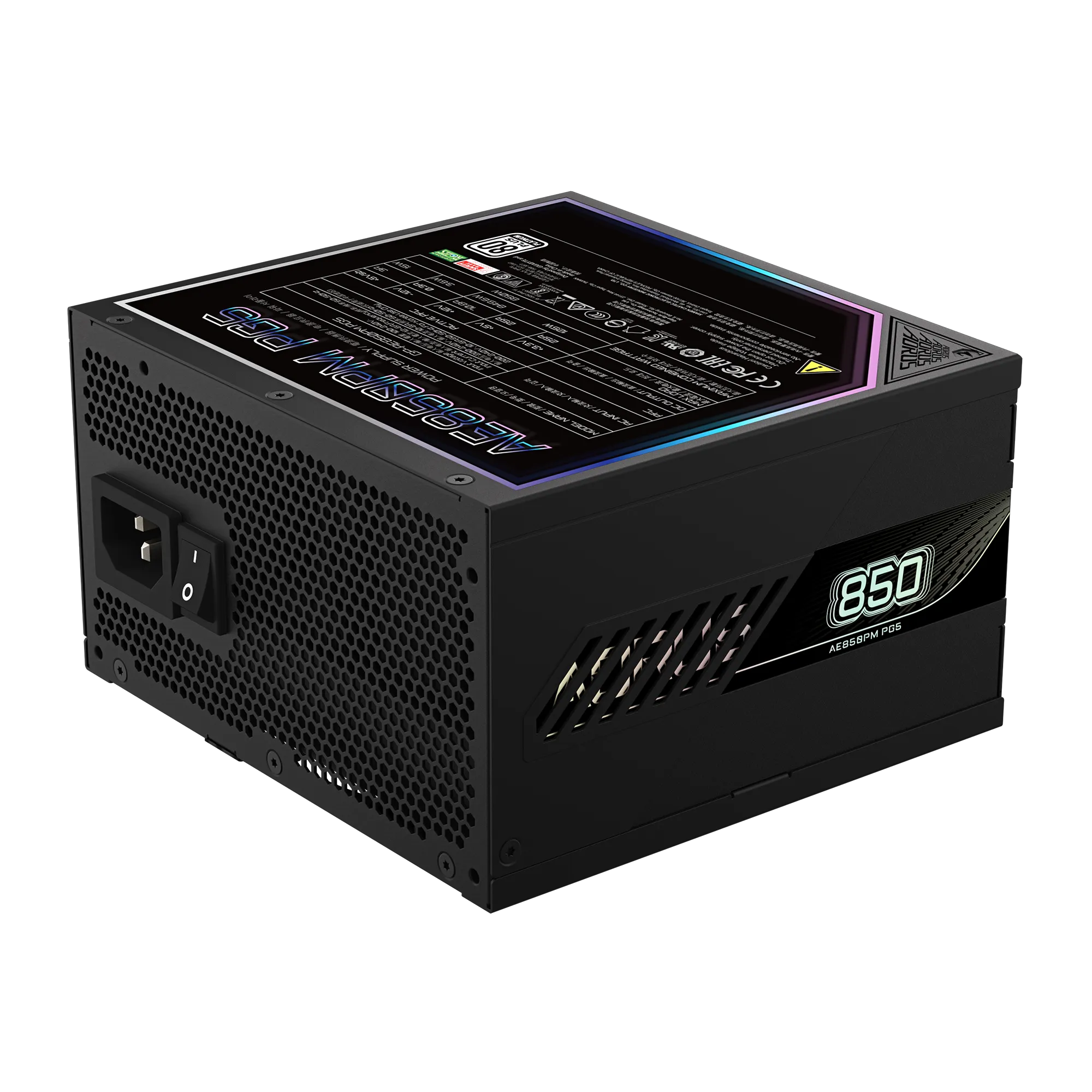 Gigabyte AORUS ELITE 850W GP-AE850PM PG5 ICE – ATX 3.0/3.1 & PCIe 5.0 Ready, 80 Plus Platinum, Fully Modular, 120 mm FDB Fan,