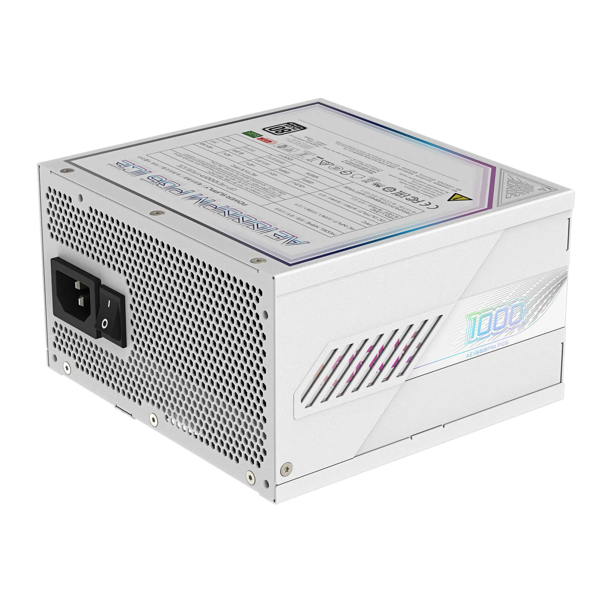 Gigabyte AORUS ELITE 1000W GP-AE1000PM PG5 ICE – ATX 3.x & PCIe 5.0/5.1 Ready, 80 Plus Platinum, Fully Modular, 120 mm FDB Fan