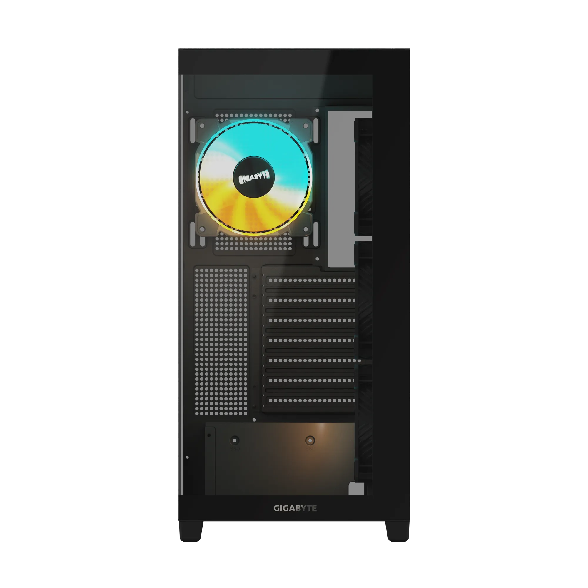 GIGABYTE C500 Panoramic Stealth Mid‑Tower PC Case – 270° Tempered Glass, ARGB Fans, USB‑C Gen2, Vertical GPU, Optimized Airflow