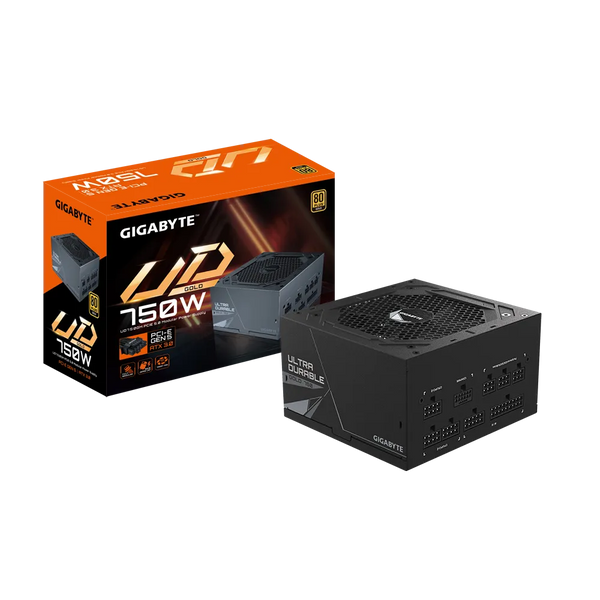 وحدة تزويد الطاقة GIGABYTE GP-UD750GM PG5 - 750 واط، ATX 3.0، PCIe Gen5 جاهزة، 80+ Gold، تصميم مدمج ومعياري بالكامل