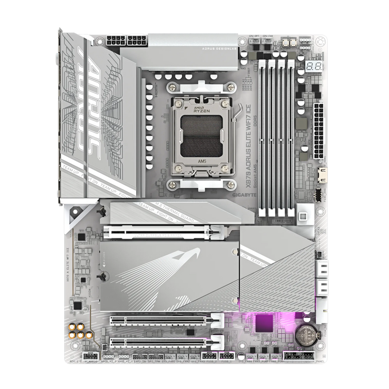 GIGABYTE X870 AORUS ELITE WIFI7 ICE ATX Motherboard – AMD AM5, DDR5, PCIe 5.0, Quad M.2, USB4, Wi-Fi 7, 2.5GbE LAN, EZ-Latch, Smart Fan 6