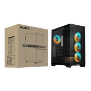 GIGABYTE C500 Panoramic Stealth Mid‑Tower PC Case – 270° Tempered Glass, ARGB Fans, USB‑C Gen2, Vertical GPU, Optimized Airflow