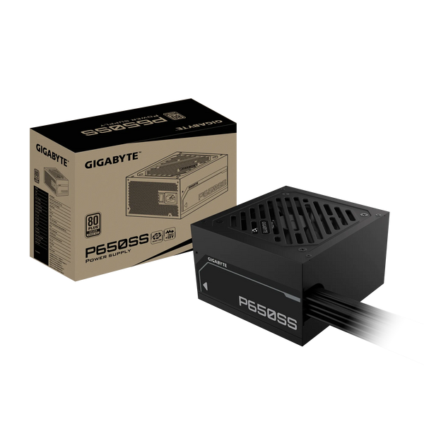 وحدة إمداد الطاقة GIGABYTE GP-P650SS - 650 واط، ATX 3.0/3.1، فضي 80+ (230 فولت أوروبي)، كابلات مسطحة، مروحة FDB
