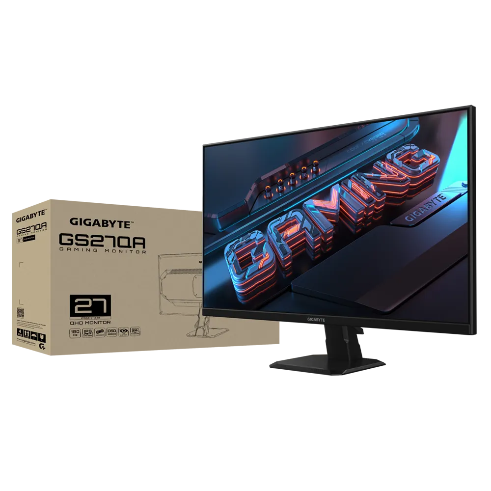GIGABYTE GS27QA – 27″ QHD (2560×1440) SS‑IPS Gaming Monitor, 180 Hz, 1 ms MPRT, HDMI 2.0/DP 1.4, HDR‑Ready, OSD Sidekick & Tactical Features