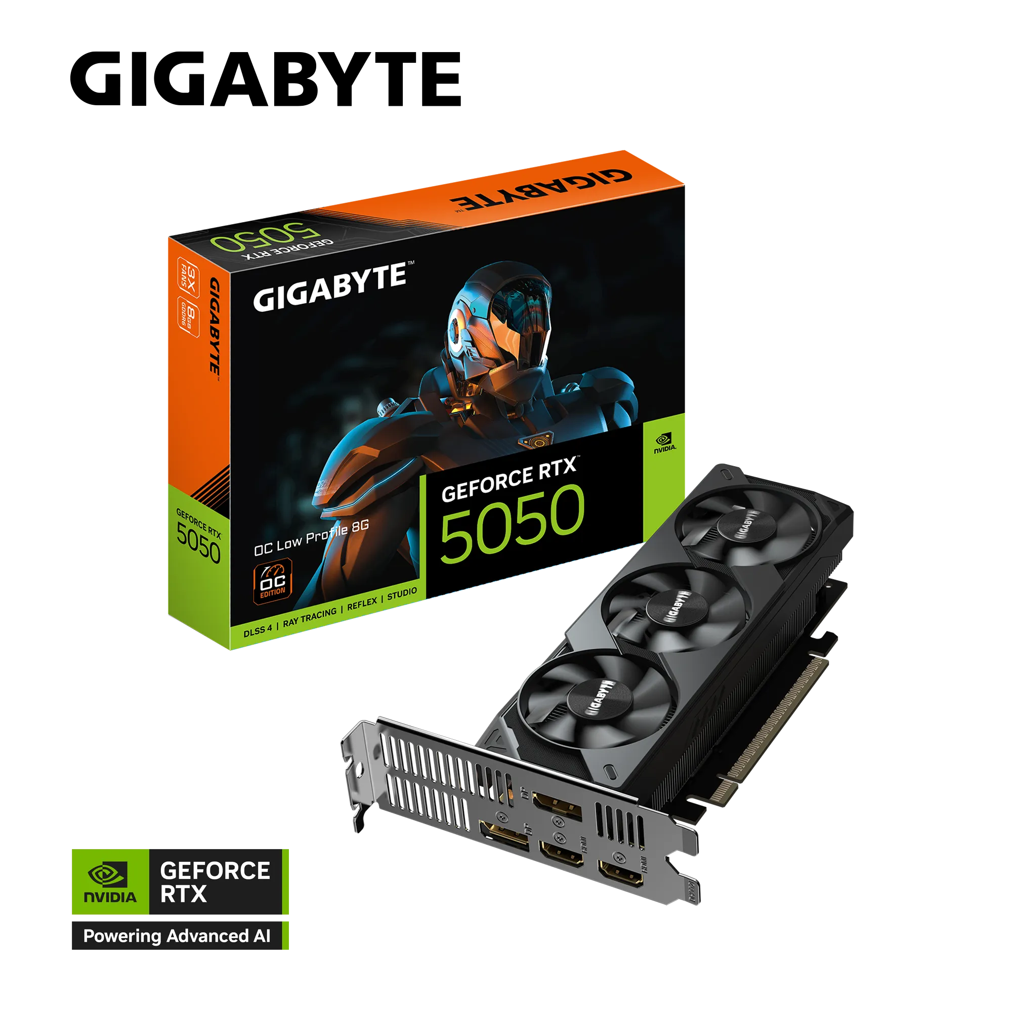 GIGABYTE GeForce RTX 5050 OC Low Profile 8GB – 8 GB GDDR6, 128‑bit, PCIe 5.0, 182 mm SFF, 2×DP + 2×HDMI, DLSS 4, Blackwell Architecture