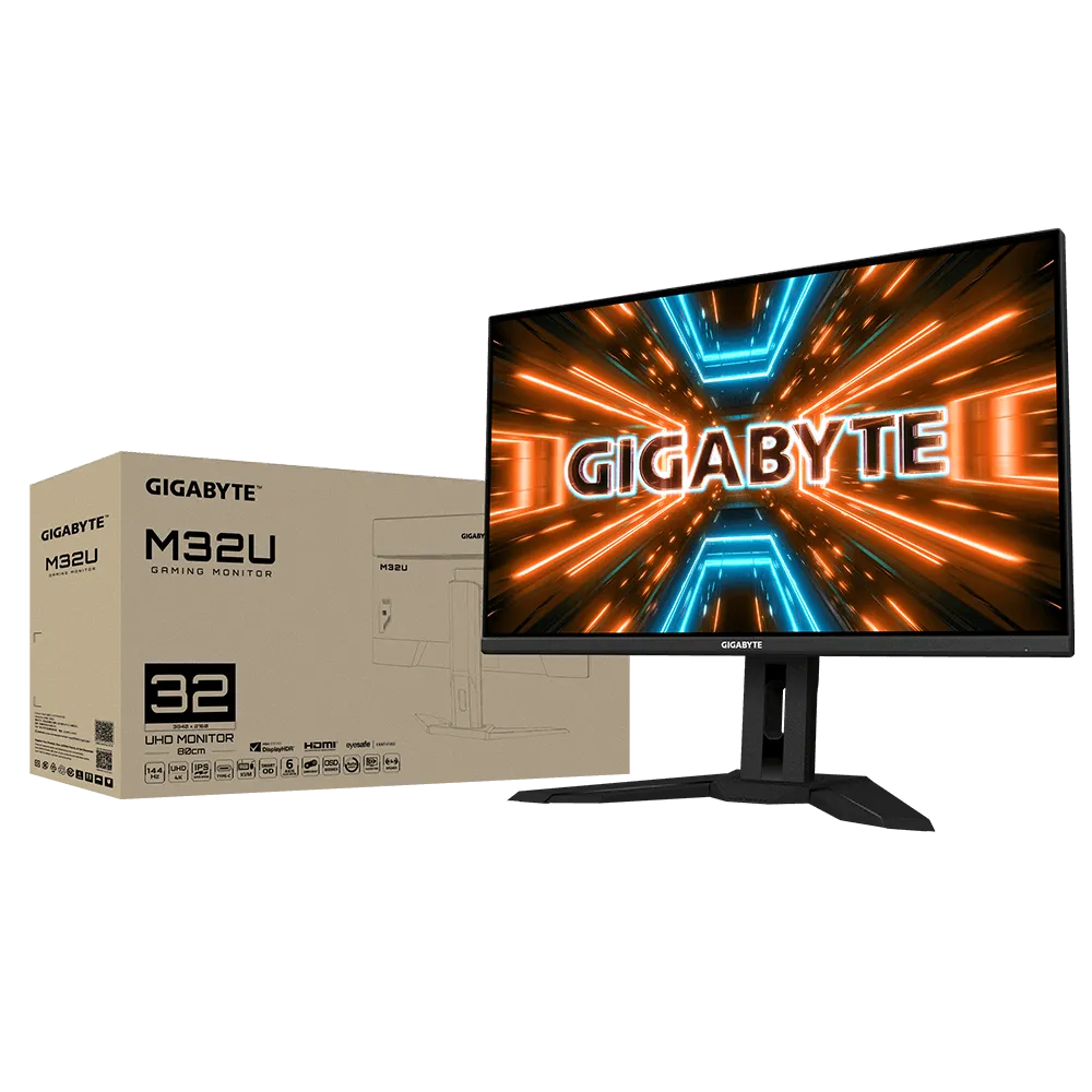GIGABYTE M32U 32″ 4K 144 Hz IPS Gaming Monitor – HDMI 2.1, 1 ms MPRT, 90% DCI‑P3, Built‑In KVM & USB‑C Hub, HDR400