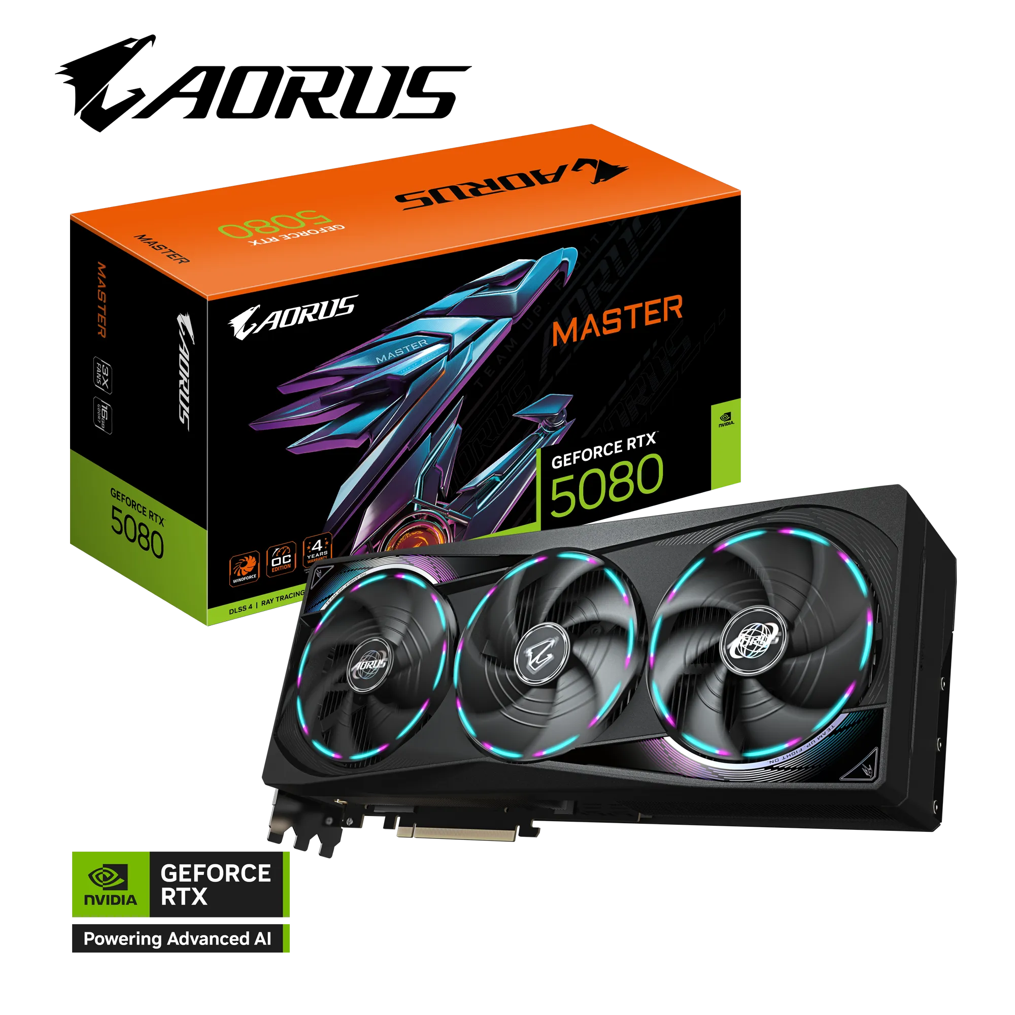 بطاقة الرسومات GIGABYTE AORUS GeForce RTX™ 5080 MASTER بسعة 16 جيجابايت