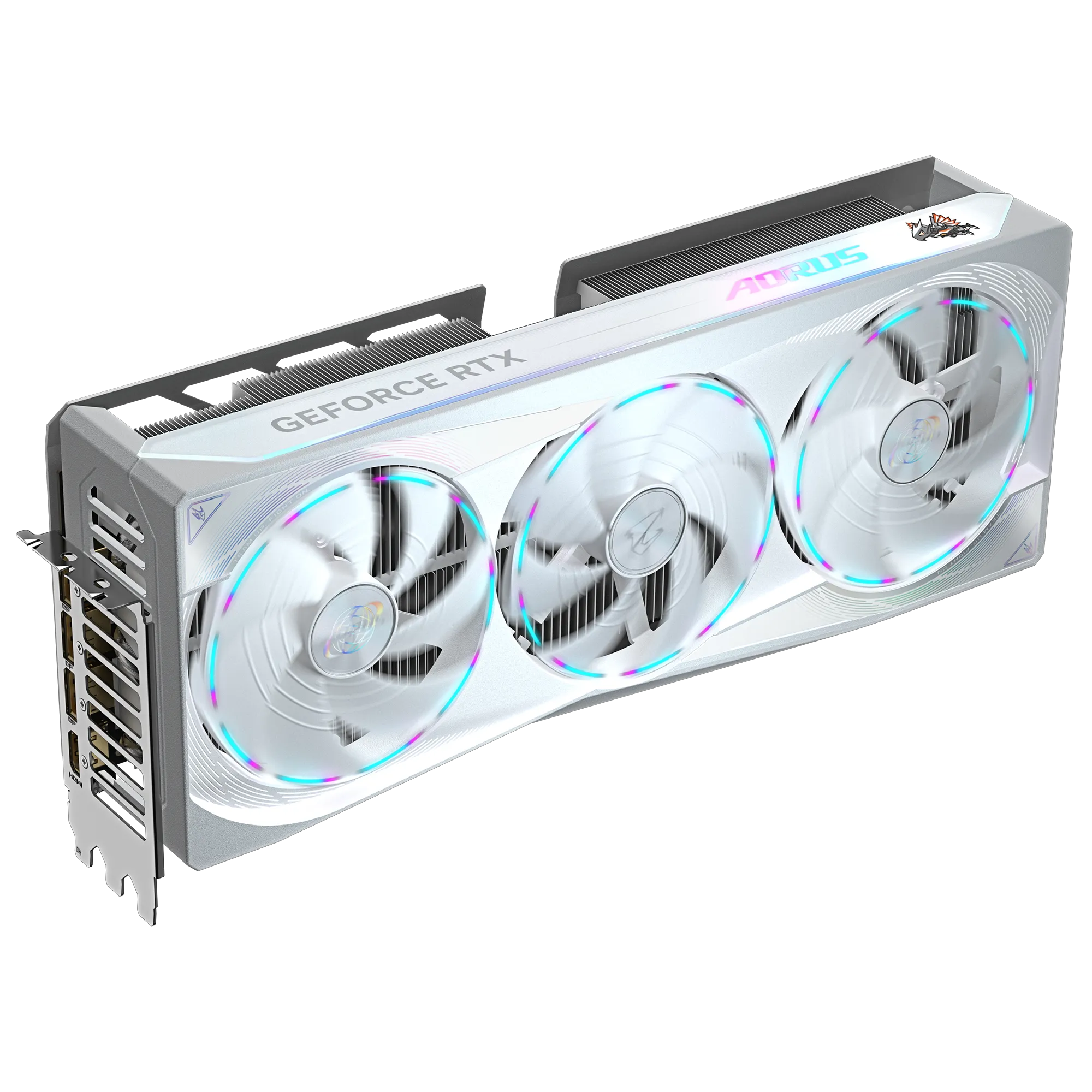 بطاقة رسومات GIGABYTE RTX 5080 AORUS MASTER ICE - ذاكرة GDDR7 سعة 16 جيجابايت، وتردد 2805 ميجاهرتز، وتقنية PCIe 5.0، وتبريد WINDFORCE، وشاشة LCD Edge View، وإضاءة RGB Halo، ونظام BIOS مزدوج