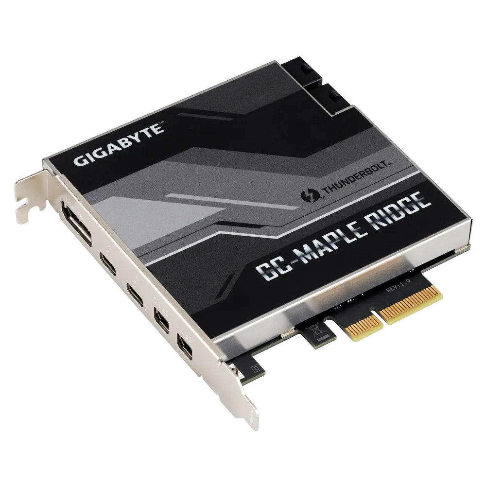 GIGABYTE GC‑MAPLE RIDGE rev 1.0 PCIe 3.0 x4 Thunderbolt 4 Add‑in Card – Dual USB‑C Ports, 40 Gb/s, 8K DisplayPort 1.4, 97 W Power Delivery