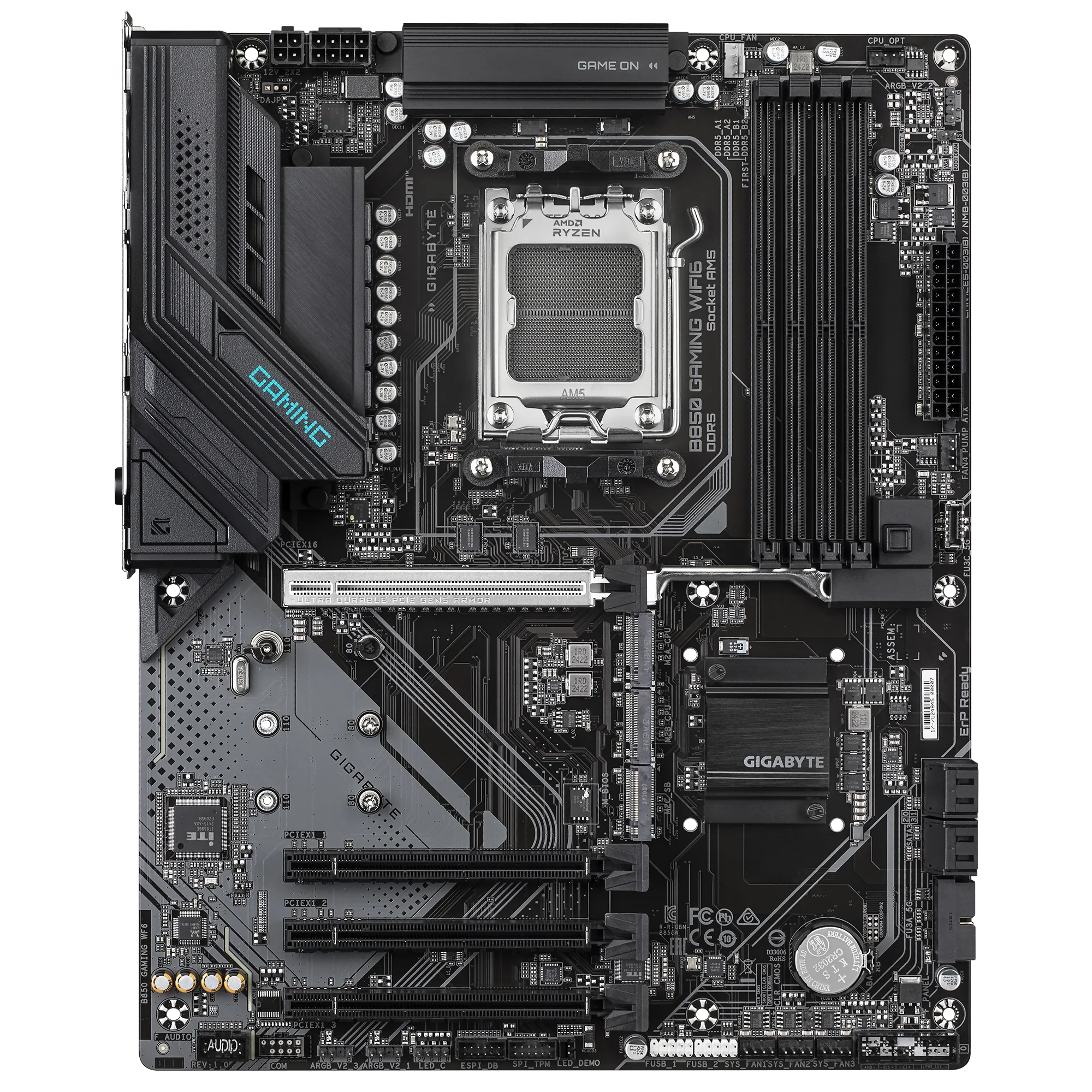 GIGABYTE B850 GAMING WIFI6 - AM5، DDR5 OC 8200MT/s، PCIe EZ-Latch، Wi-Fi 6، GbE LAN، USB-C، وضع X3D Turbo