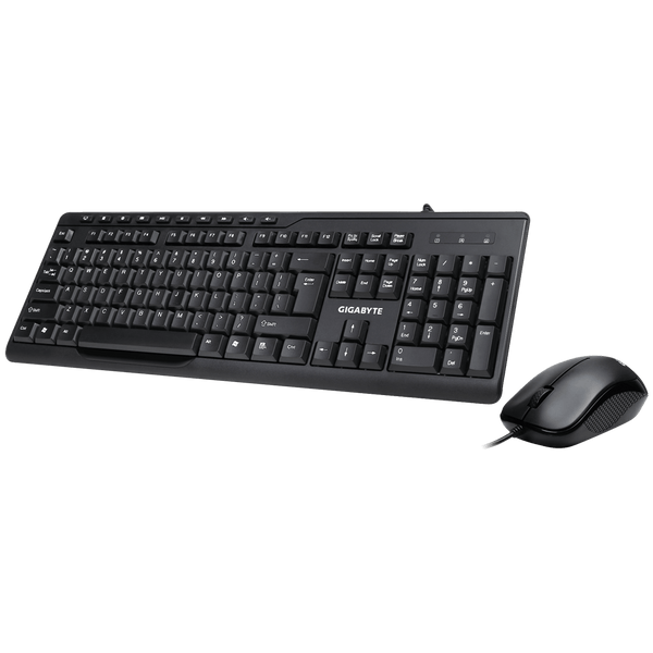 مجموعة لوحة المفاتيح والماوس السلكية GIGABYTE KM6300 - تصميم نحيف، 10 مفاتيح وسائط متعددة، ماوس بصري بدقة 1000 نقطة في البوصة
