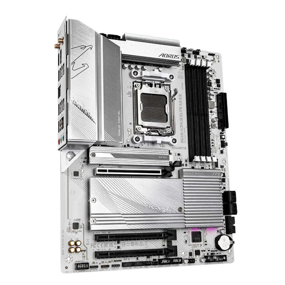 Gigabyte B650 AORUS ELITE AX ICE ATX Motherboard – AM5 (Ryzen 7000–9000), DDR5, PCIe 5.0 x4 M.2, Wi-Fi 6E, 2.5 GbE, USB-C 20 Gb/s, Q-Flash Plus