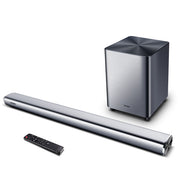 شريط صوت Sansui 92A بتقنية البلوتوث بقناتين، مع منفذ HDMI ARC، ومخرج 180 واط، ومضخم صوت خارجي، ومدخل USB/بصري/محوري/AUX - قابل للتركيب على الحائط