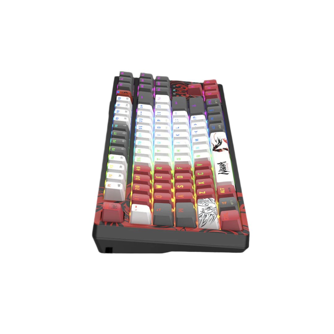 لوحة مفاتيح Bloody WS87 Naraka ميكانيكية USB باللونين الأسود والأحمر لألعاب LED