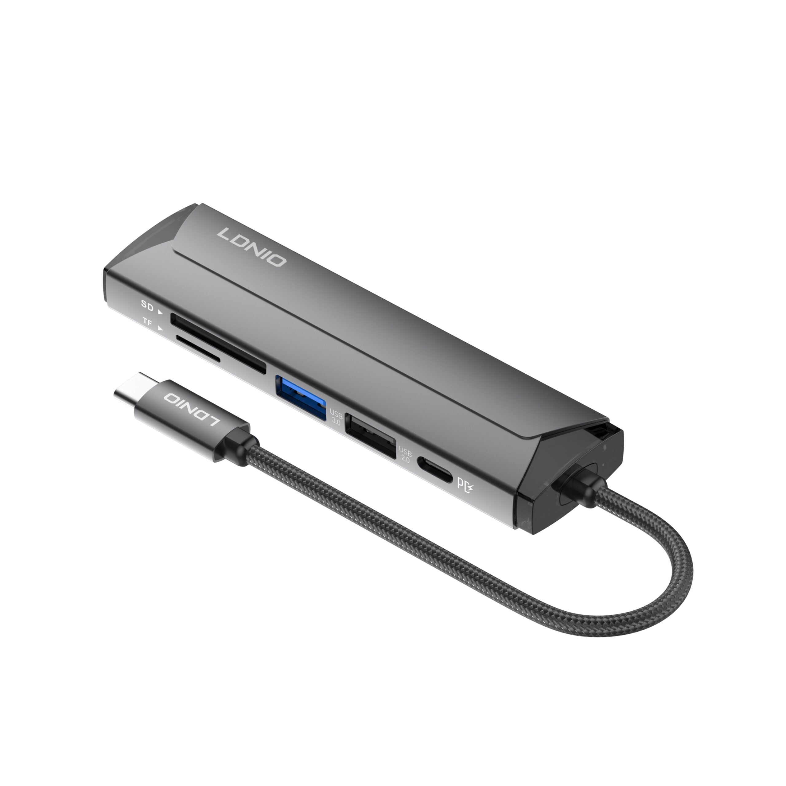 محطة إرساء متعددة الوظائف LDNIO DS-56H بمنفذ USB-C مع شحن PD بقوة 100 واط، منفذ HDMI، USB 2.0، قارئ بطاقات SD وTF، محول Type-C إلى منافذ متعددة لأجهزة اللابتوب، ماك بوك، التابلت وأجهزة USB-C