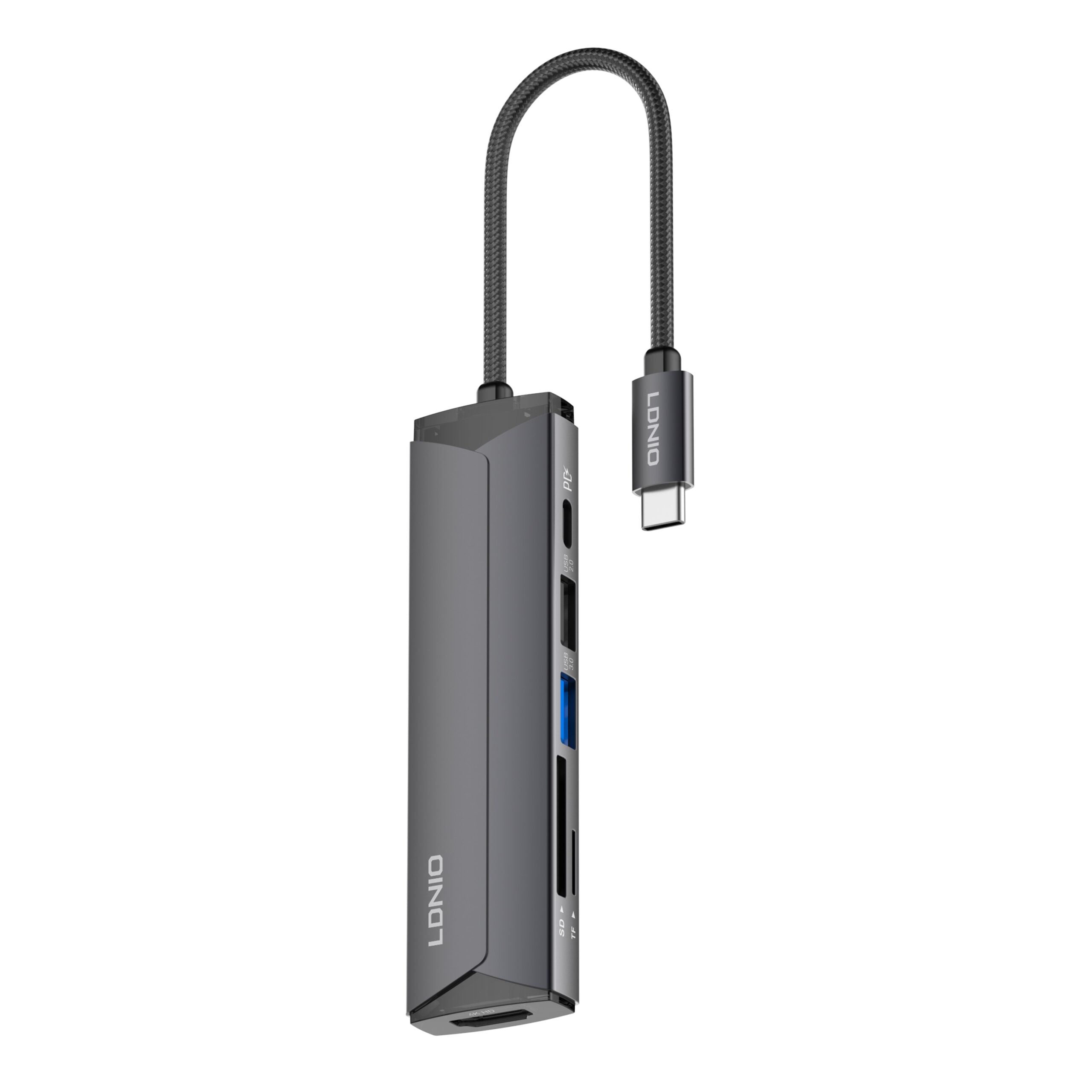 محطة إرساء متعددة الوظائف LDNIO DS-56H بمنفذ USB-C مع شحن PD بقوة 100 واط، منفذ HDMI، USB 2.0، قارئ بطاقات SD وTF، محول Type-C إلى منافذ متعددة لأجهزة اللابتوب، ماك بوك، التابلت وأجهزة USB-C