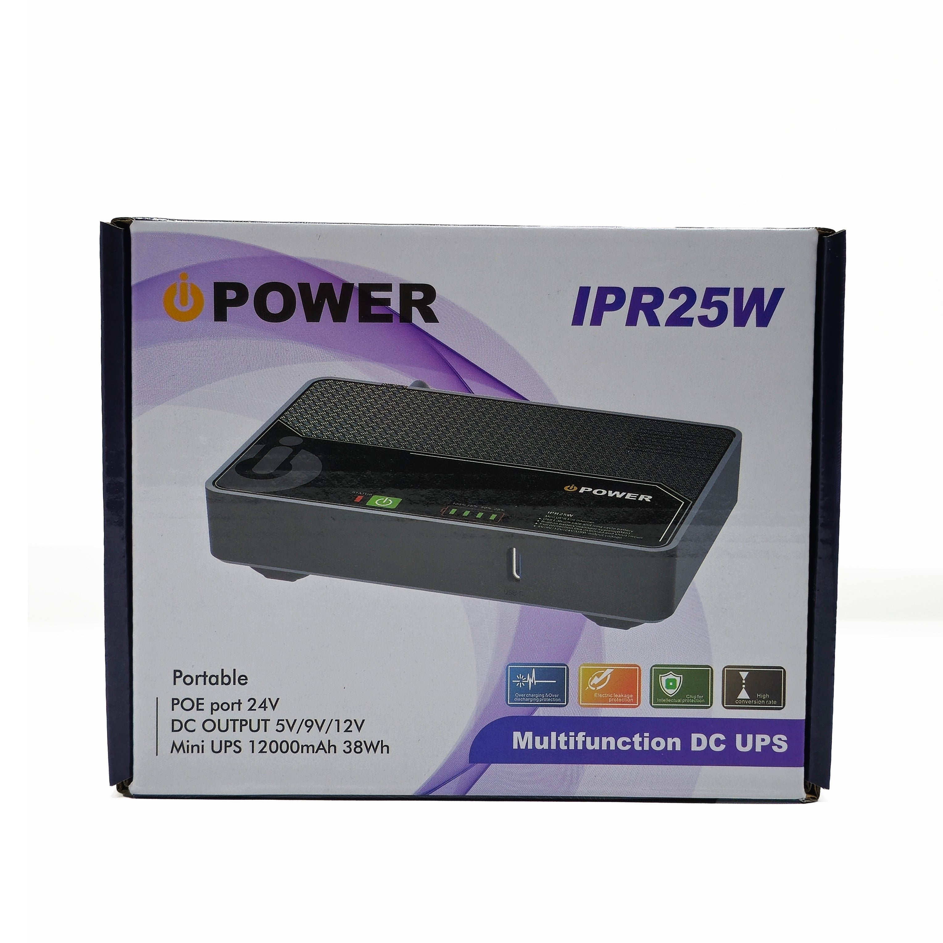 iPower IPR25W DC UPS – 25W 12000mAh Backup Power Supply with 5V/9V/12V Outputs & Type-C Port