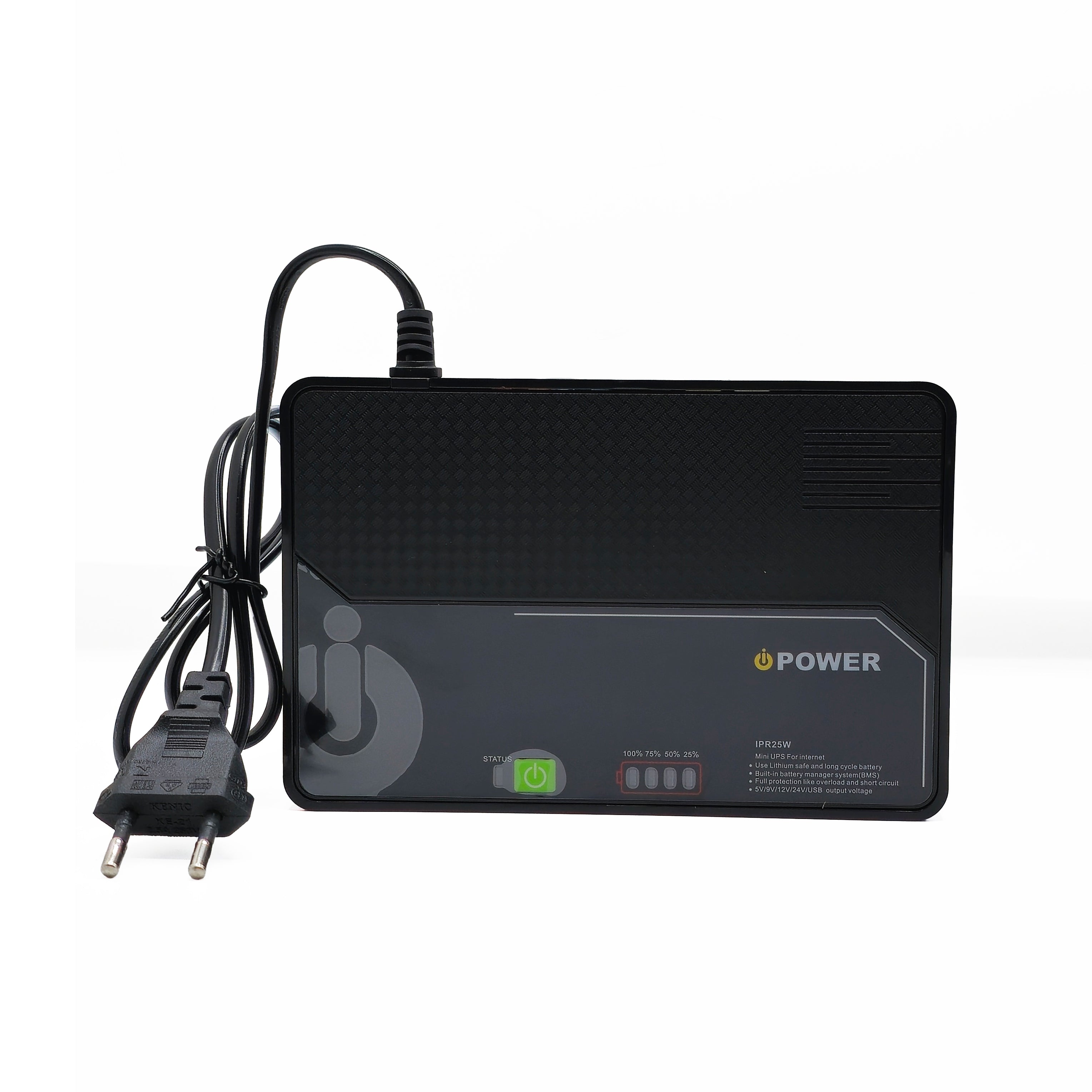 iPower IPR25W DC UPS – 25W 12000mAh Backup Power Supply with 5V/9V/12V Outputs & Type-C Port