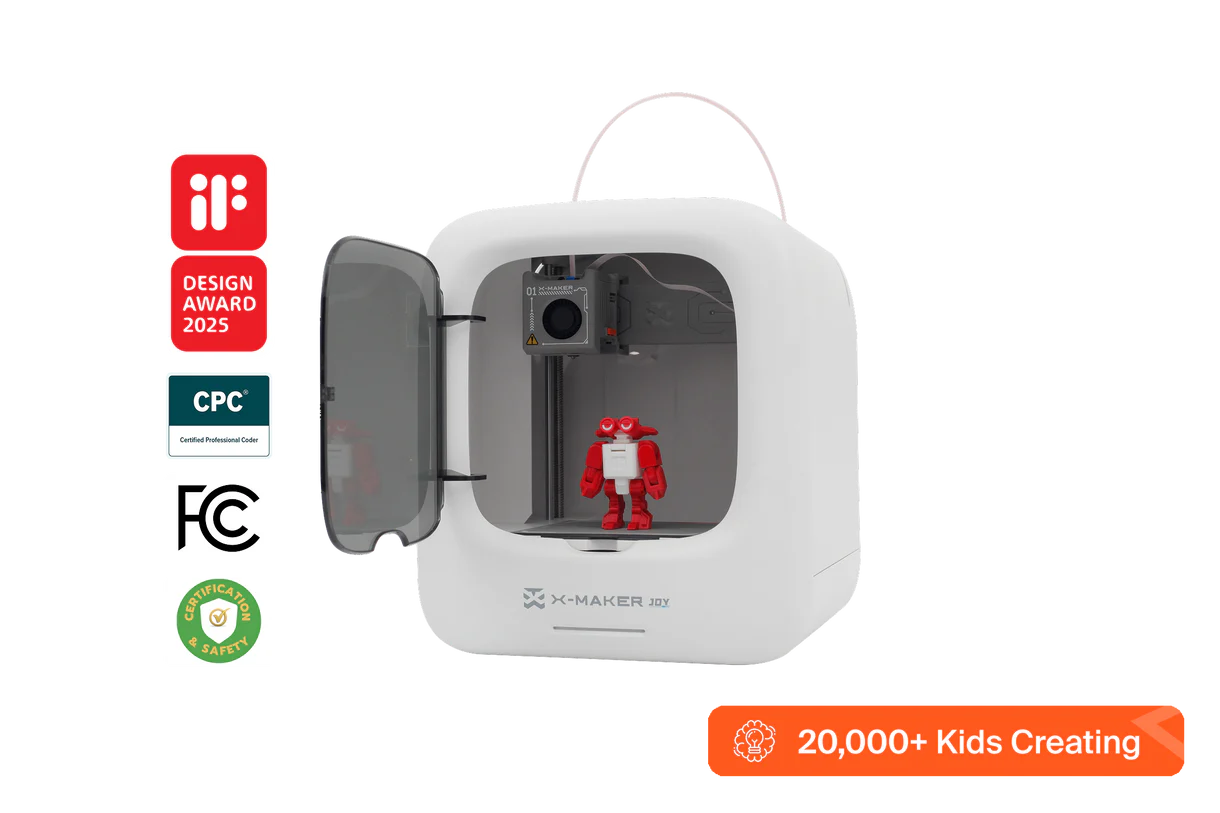 AOSEED X‑MAKER JOY 3D Printer for Kids – AI ToyMaker, 160mm/s, 0.05mm Precision, Enclosed & Safe Design, One‑Click Print, Creative App
