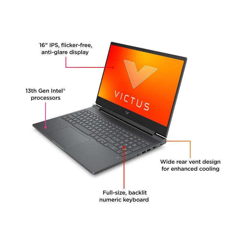 HP Victus Gaming Laptop16t-r000 16.1" 144Hz  - Core i7-13700H - 16GB RAM - 512GB SSD - RTX 4070 8GB - WIN 11 (Mica silver)