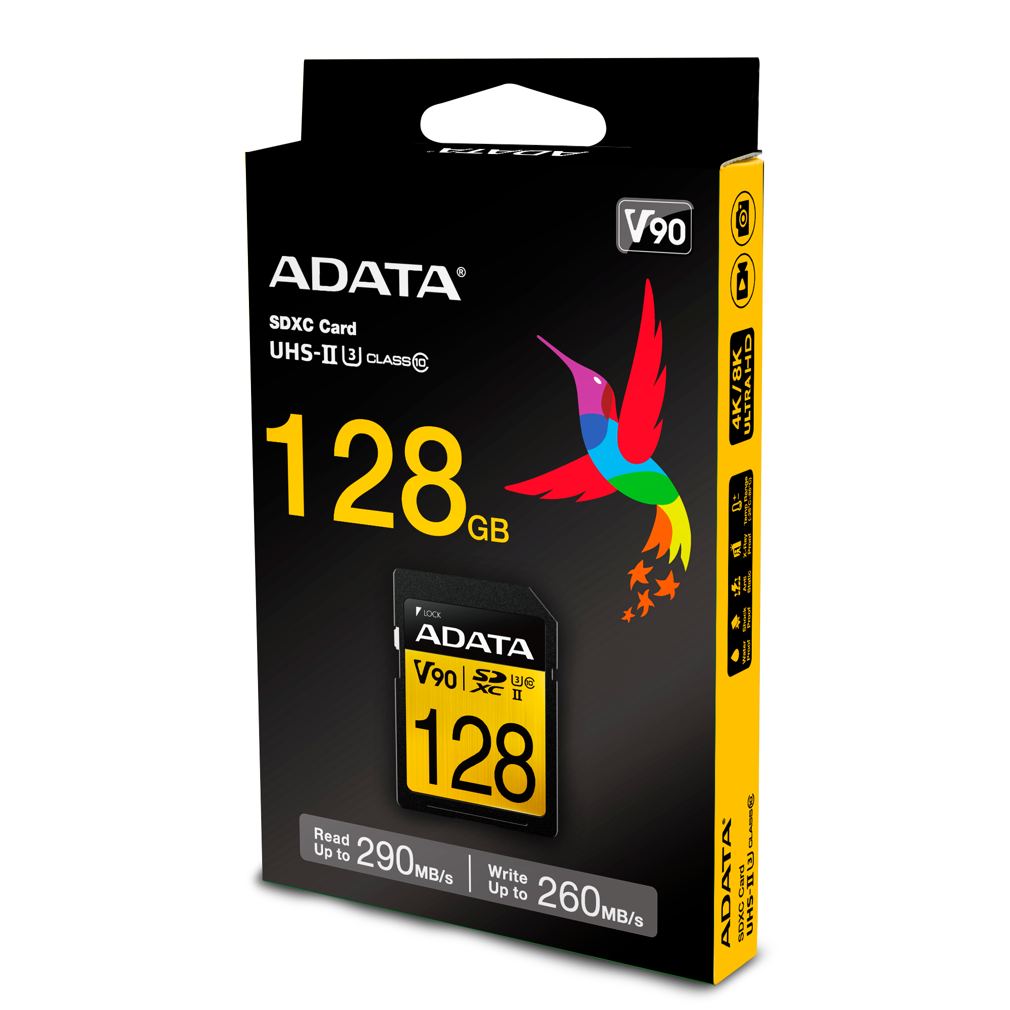 ADATA Premier ONE 128GB SDXC UHS-II U3 Class10 V90 3D NAND 4K 8K Ultra HD 290MB/s بطاقة SD