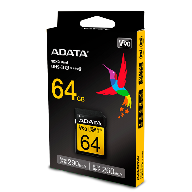 ADATA Premier ONE 64GB SDXC UHS-II U3 Class10 V90 3D NAND 4K 8K Ultra ...
