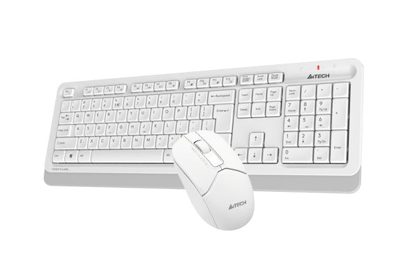 مجموعة لوحة مفاتيح وماوس لاسلكيين A4TECH FG1012 بتردد 2.4GHz، ماوس بصري بدقة 1200 DPI، نطاق 10–15m، 12 مفتاحًا سريعًا للوسائط المتعددة، لوحة مفاتيح مقاومة للرذاذ، مستقبل Nano USB
