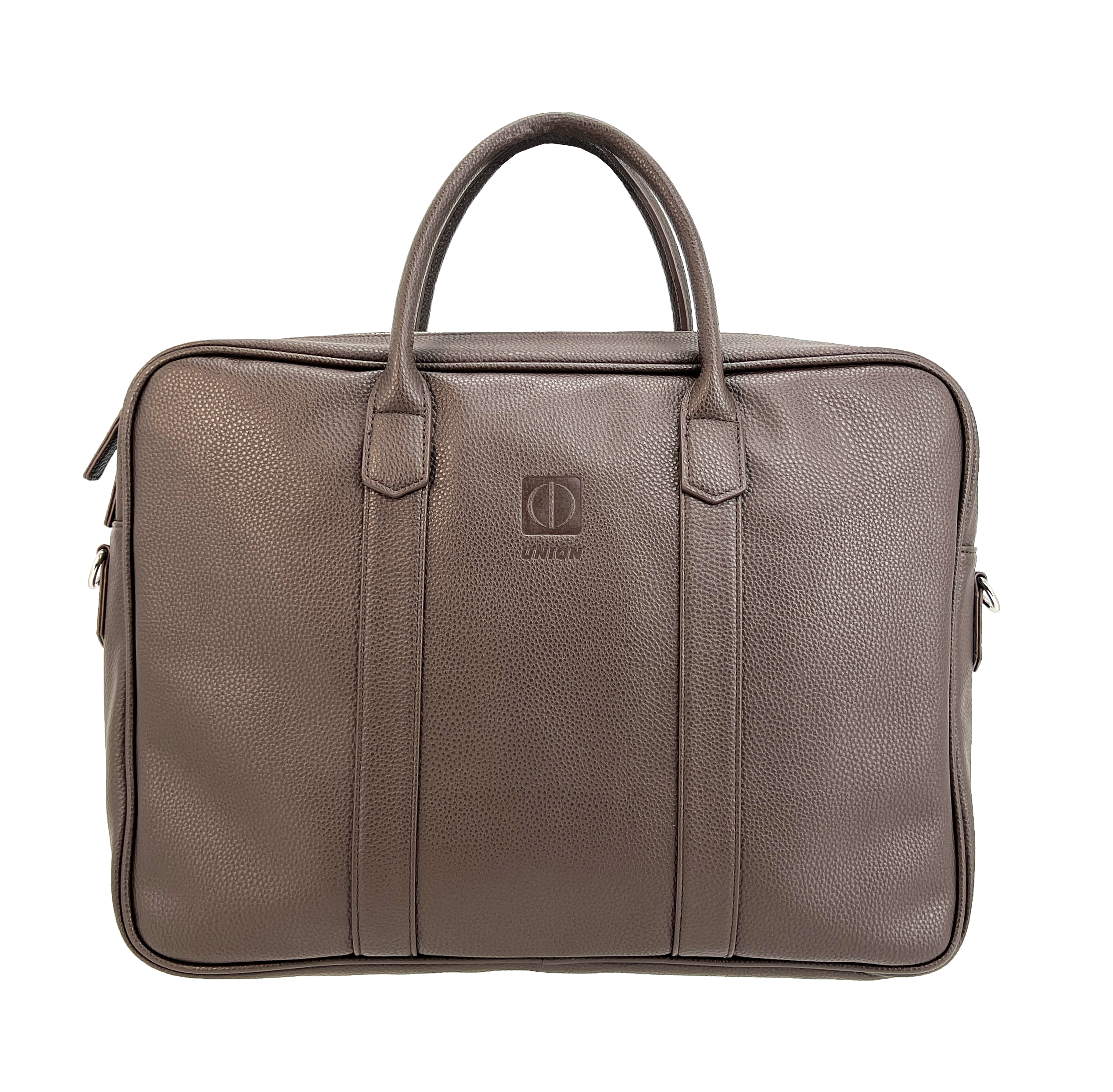 UNION حقيبة لابتوب جلد صناعي مقاس 17.3 بوصة – حقيبة أعمال كبيرة جداً بتصميم متعدد الجيوب - بني قهوة