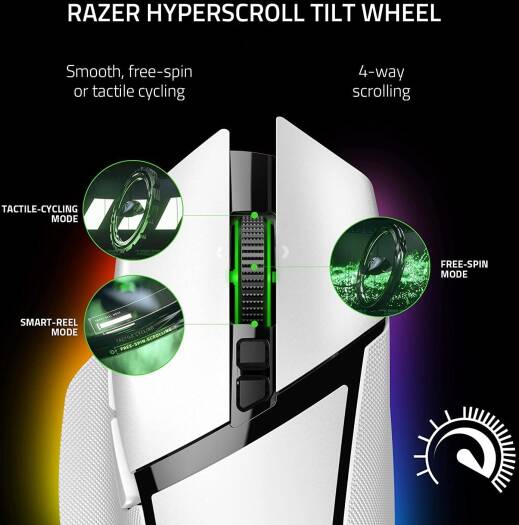 ماوس الألعاب اللاسلكي Razer Basilisk V3 Pro 35K RGB – أبيض، دقة 35K DPI، 13 زرًا قابلًا للبرمجة