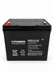 iPower AGM UPS Battery 12V 55Ah – Rechargeable Sealed Lead Acid Battery – 229 x 138 x 212mm – 10.2kg – Black – UPS Backup Power