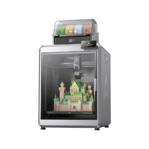 طابعة Creality K2 Plus Combo ثلاثية الأبعاد متعددة الألوان، بحجم بناء 350×350×350 مم، وسرعة عالية تبلغ 600 مم/ثانية بتقنية CoreXY، مع نظام CFS مرفق، ودعم حتى 16 لونًا، وفوهة بدرجة حرارة 350°م، وكاميرات ذكاء اصطناعي